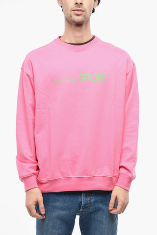 Brushed Cotton Crew-neck Sweatshirt with Contrasting Print