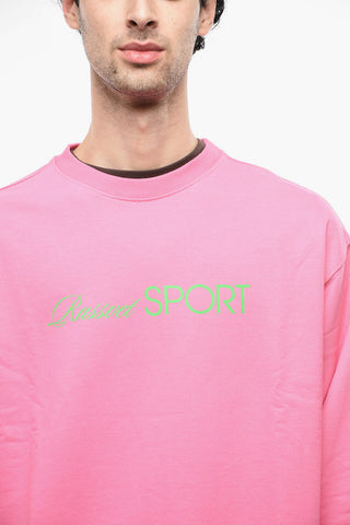 Brushed Cotton Crew-neck Sweatshirt with Contrasting Print