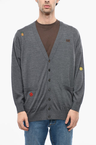 Cardigan In Lana Con Ricami
