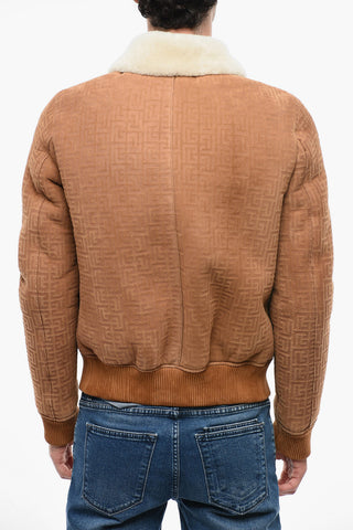 Monogram Suede Bomber Jacket with Shearling Padding