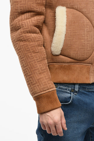 Monogram Suede Bomber Jacket with Shearling Padding