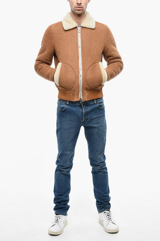 Monogram Suede Bomber Jacket with Shearling Padding