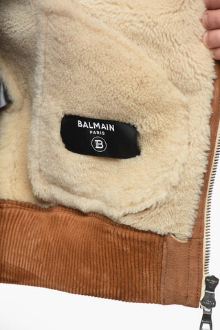 Monogram Suede Bomber Jacket with Shearling Padding