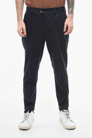 Pantaloni Crop in Lana Vergine ad Orlo con Risvolto