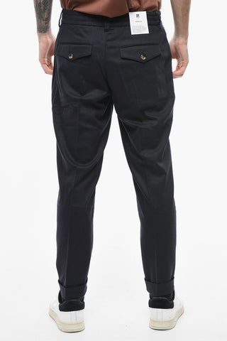 Pantaloni Crop in Lana Vergine ad Orlo con Risvolto