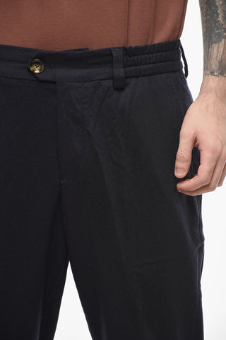 Pantaloni Crop in Lana Vergine ad Orlo con Risvolto