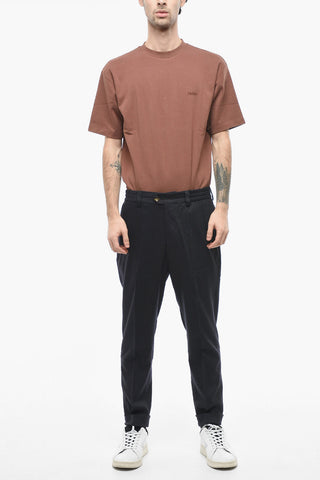 Pantaloni Crop in Lana Vergine ad Orlo con Risvolto