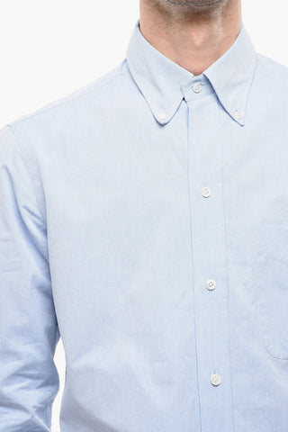 Solid Color Button-Down Collar Shirt with Breast Pocket