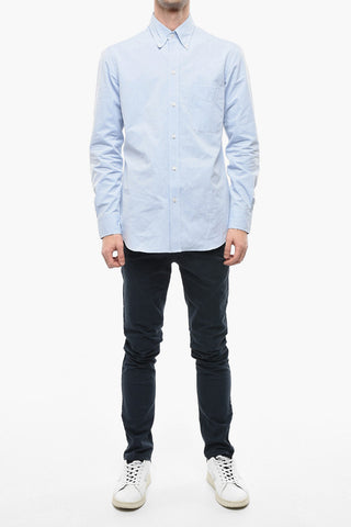 Solid Color Button-Down Collar Shirt with Breast Pocket