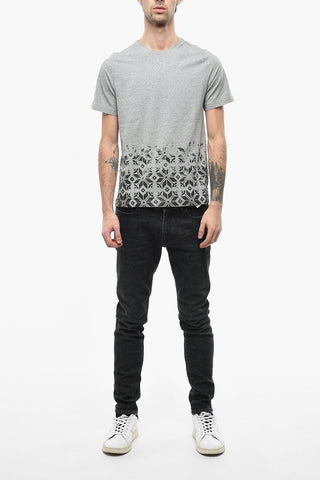 ID Crew Neck Stretch Cotton T-Shirt with Velour Print