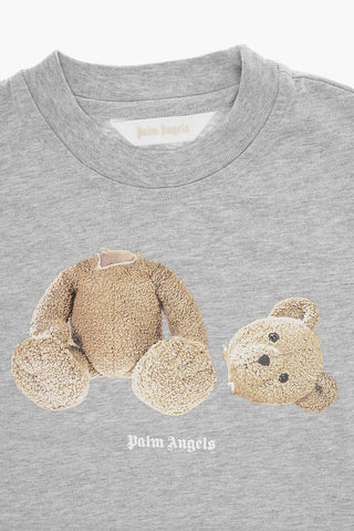 Solid Color Crew-neck T-Shirt with Teddy Print