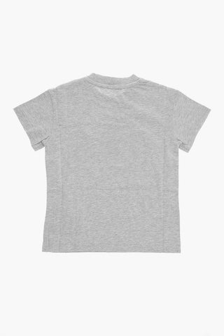 Solid Color Crew-neck T-Shirt with Teddy Print