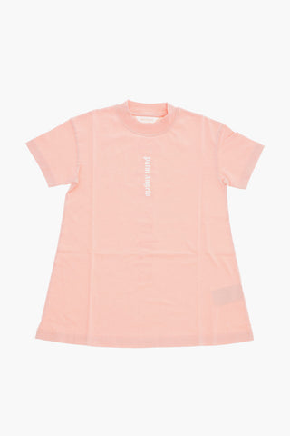 Short Sleeve Crew-neck Tee Dress with Printed Logo