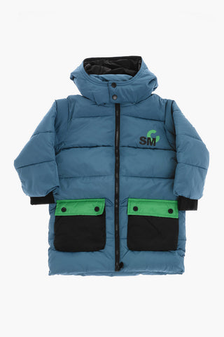 Padded Hooded Jacket with Contrasting Details
