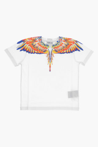 Solid Color Crew-neck T-Shirt with Contrasting Print