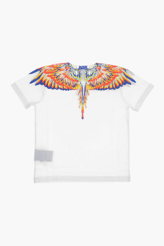 Solid Color Crew-neck T-Shirt with Contrasting Print