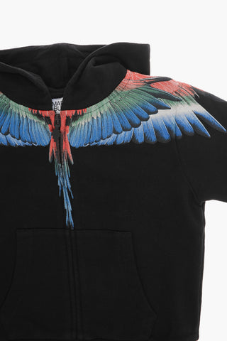 Felpa MULTICOLOR WINGS in Cotone Garzato con Cappuccio e Chiusura Zip