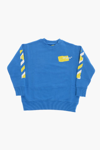 Brushed Cotton Crew-neck Sweatshirt with Printed Logo