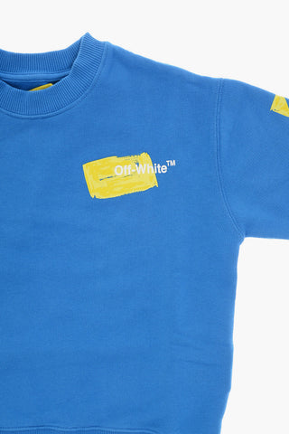 Brushed Cotton Crew-neck Sweatshirt with Printed Logo
