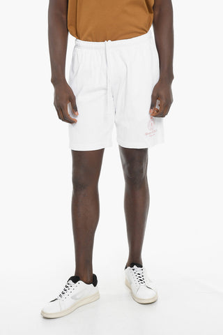 Shorts in Tinta Unita con Logo Stampato