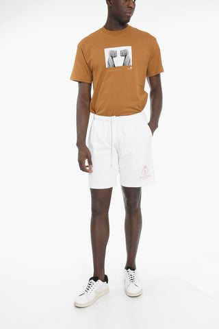 Shorts in Tinta Unita con Logo Stampato