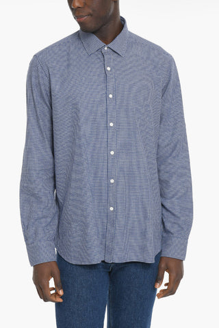 Warm Cotton Shirt with Houndstooth Pattern