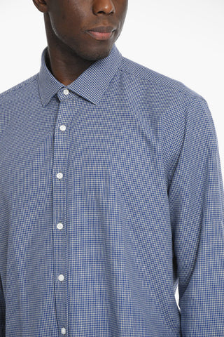 Camicia in Caldo Cotone con Motivo Pied De Poule