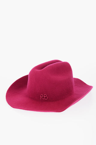 Wool-Felt Cowboy Hat in Solid Color with Embossed Monogram