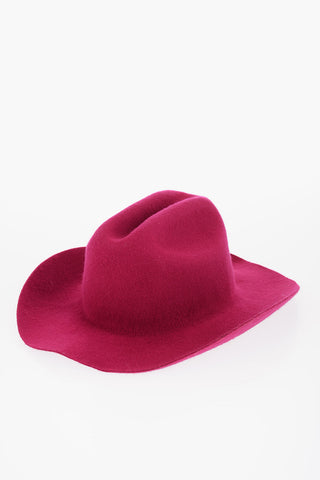 Wool-Felt Cowboy Hat in Solid Color with Embossed Monogram
