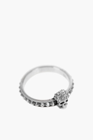 Brass Ring with Skull Embellished with Rhinestones