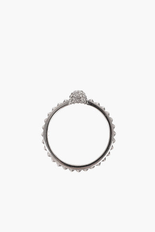 Brass Ring with Skull Embellished with Rhinestones