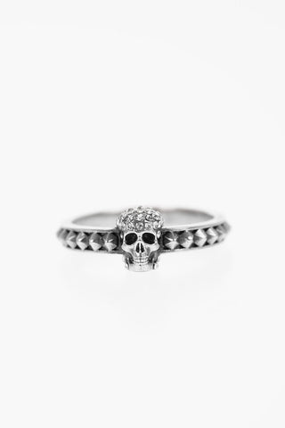 Brass Ring with Skull Embellished with Rhinestones