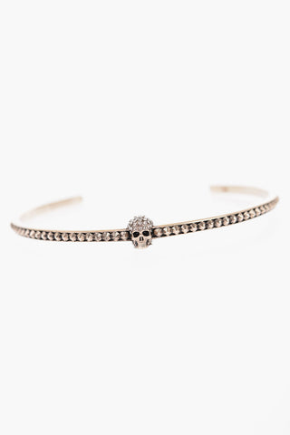 Embellished Rhinestones Brass PAVE SKULL Bracelet with Skull