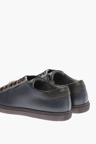 ID Sneakers in Pelle con Lacci a Contrasto