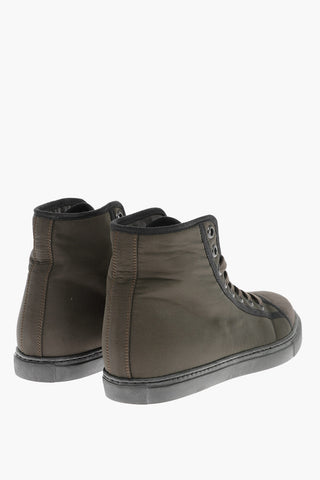 High-top Fabric Sneakers with Suede Toe