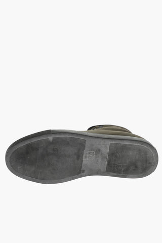 High-top Fabric Sneakers with Suede Toe