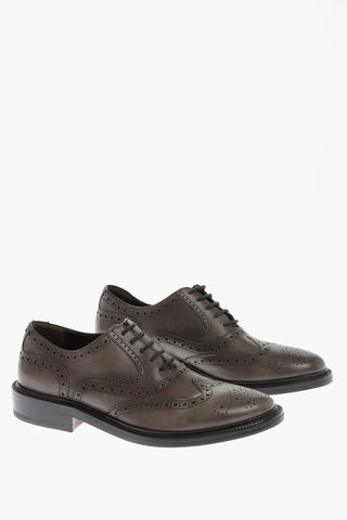 ID Leather Brogue Derby Shoes with Cuir Sole