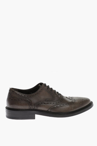 ID Leather Brogue Derby Shoes with Cuir Sole