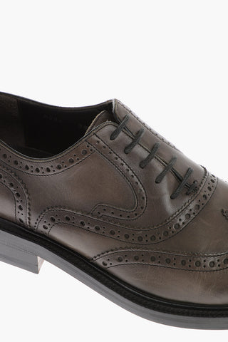 ID Leather Brogue Derby Shoes with Cuir Sole