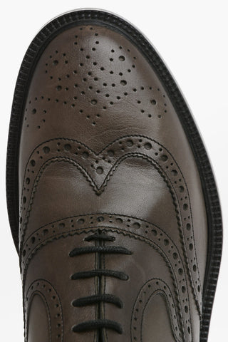 ID Leather Brogue Derby Shoes with Cuir Sole