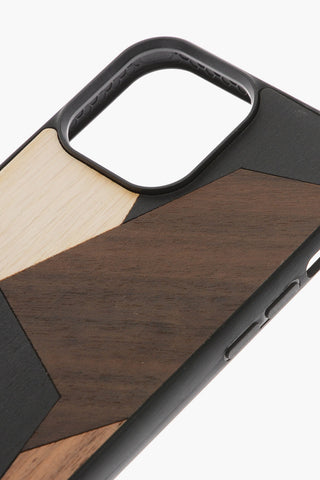 Geometrical-Motif Wooden QUARTZ Iphone 13 Pro Max Hard Case