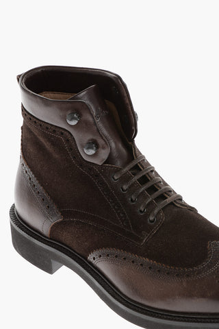 Anfibi Brogue in Pelle con Suola in Gomma