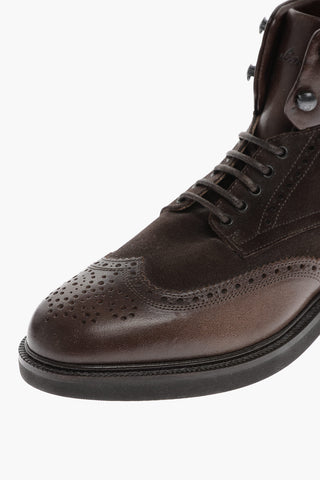 Anfibi Brogue in Pelle con Suola in Gomma