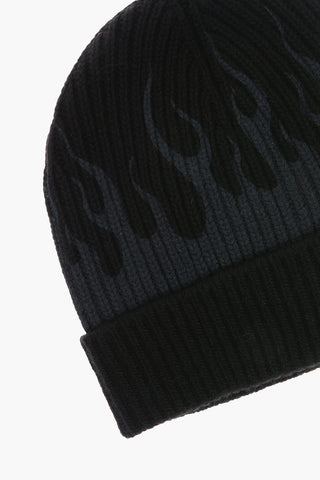 Beanie a Costine con Stampa Fiamme