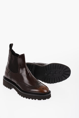 Stivaletti Chelsea in Pelle Full Brogue
