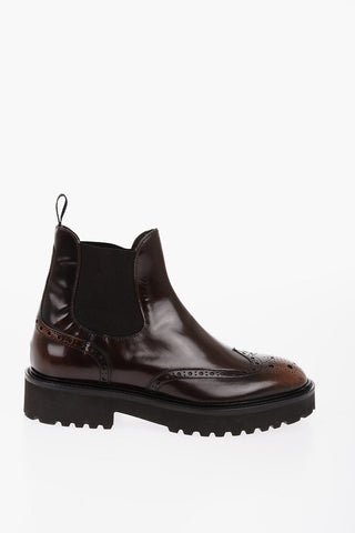 Stivaletti Chelsea in Pelle Full Brogue