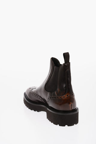 Stivaletti Chelsea in Pelle Full Brogue