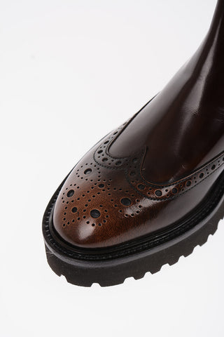 Stivaletti Chelsea in Pelle Full Brogue