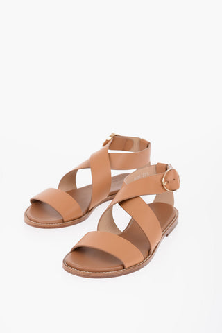 Leather Sandals with Golden Buckle