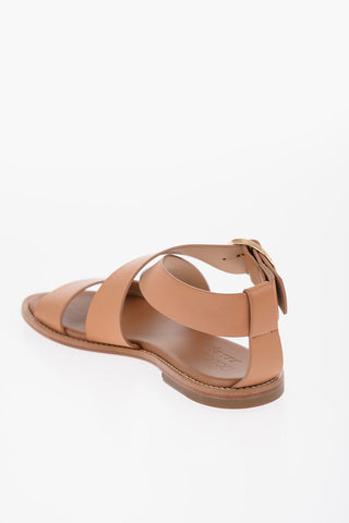 Leather Sandals with Golden Buckle
